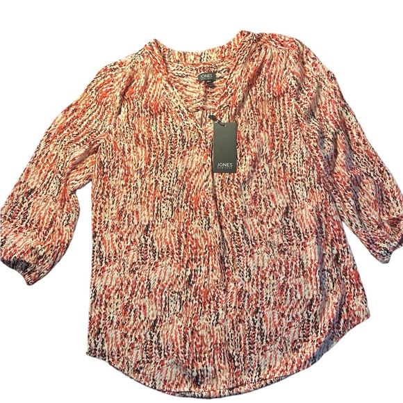 Jones NY Fresh Guava Multi Blouse Size Small NWT - Picture 1 of 7